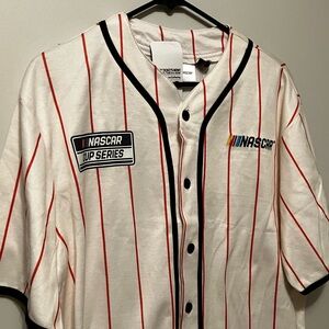 NEW NASCAR Cup Series Racing Striped Button-Up Jersey Shirt Men's Small